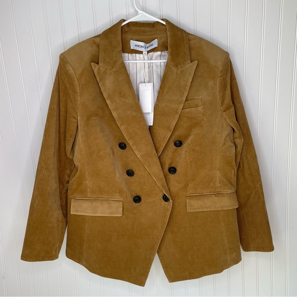 Veronica Beard Miller Corduroy Dickey Jacket in Khaki Size 18 - Picture 1 of 13